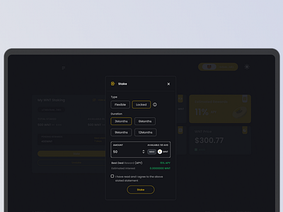 Locked Stake Modal crypto figma modal shots stake staking tokens ui ux web3