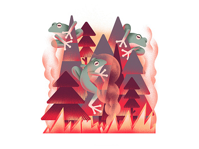 Nature Conservancy daniele simonelli dsgn editorial illustration fire forest frog frogs illustration texture vector wood