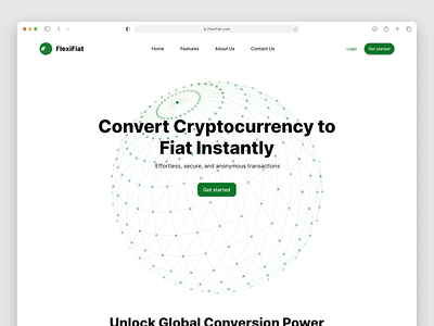 Flexifiat Website blockchain covert crypto landing page swap transfer ui web3 website