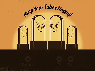 Happy Tubes amps electronics illustraion illustration illustration art illustration digital illustrations retro seattle tubes