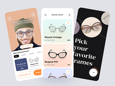 AR - Lensmart Mobile App 3d view automation ecommerce app eyewear mobile mobile app scan sell shop sunglass ui ux vr