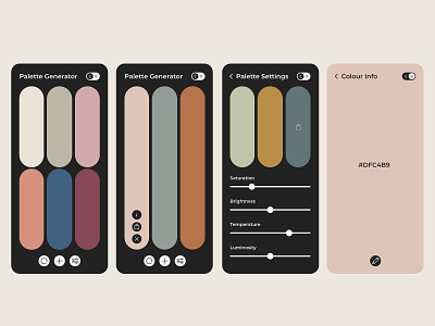 Colour Palette Generator App Design app design color palette colors dailyui geometric graphic design mobile design settings ui ui design