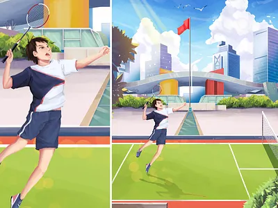 tennis sports illustration 人物设计 品牌 插图 数字2d 模特运动 设计 运动