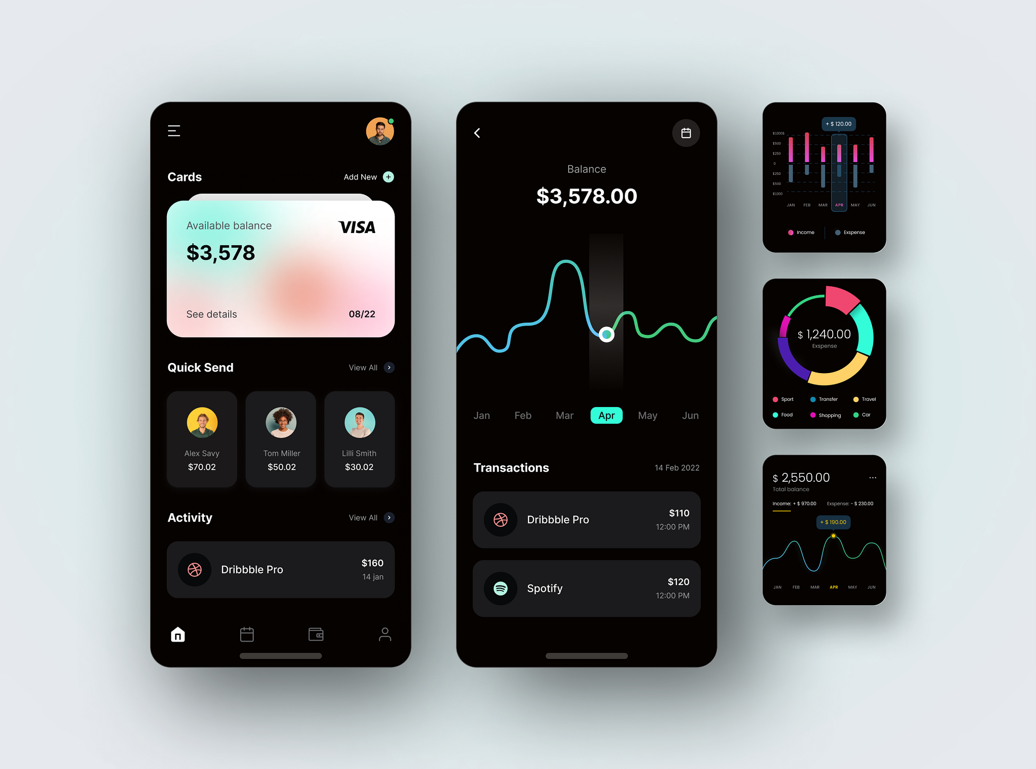 Fintech Mobile and Watch UI by Brightscout on Dribbble