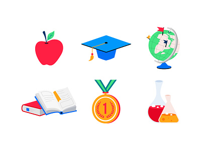 Education - flat icons design flat design homework icon learning object school style subject supplies vector