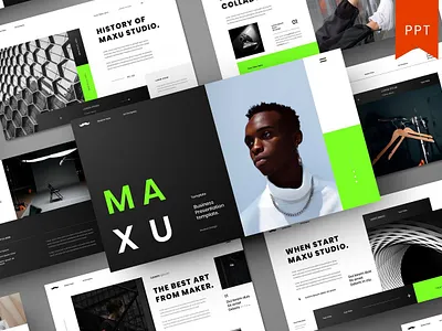 Maxu Multipurpose Template clean colorful company corporate google slides keynote modern multipurpose multipurpose template photography pitch deck portfolio powerpoint presentation studio template unique web design web development website