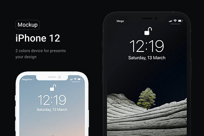 Apple iPhone 12 Black & White Mockups apple apple device apple iphone dark digital imac ipad isometric light macbook mobile mockup phone presentation screen showcase smartphone template web website