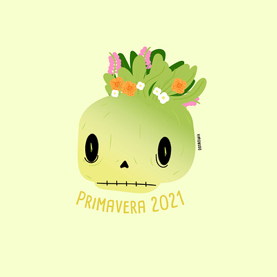 Cráneo Primavera branding character concept craneo design illustration ilustracion sumer vector visionudo