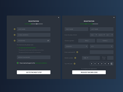 Registration Form app design dark colors minimal register