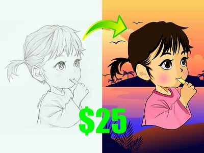 I will convert a hand drawing hand into a vector image design drawing illustration vectorart