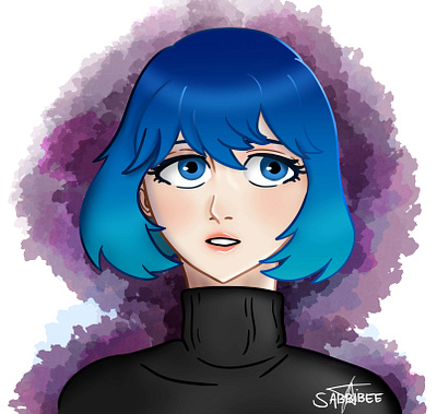 Blue Haired Shortie commission open digital art original character