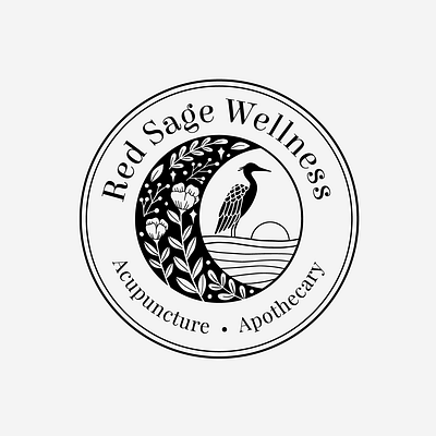Red Sage Wellness branding design illustration logo