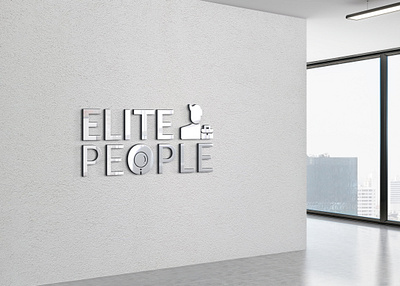 Elite People Logo on 3d Steel Mockup 3d app art brand branding business clean color concept creative decent design elite flat icon identity logo minimal steel vector