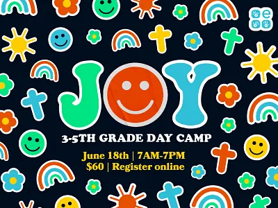 Joy Day Camp Event Branding brand design brand identity branding church branding church marketing event branding illustration design kids camp logo logodesign logotype vector vector illustration