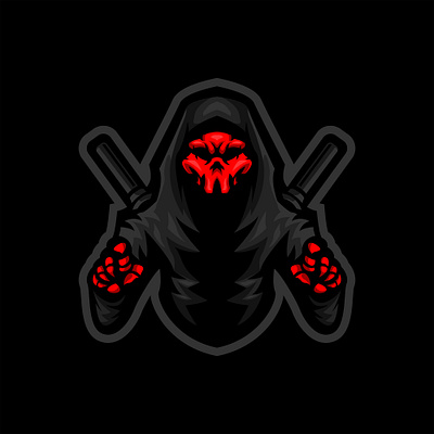 red skull ninja mascot logo design avatar banner bussines e sport logo mascot ninja online profile red skull team tournament