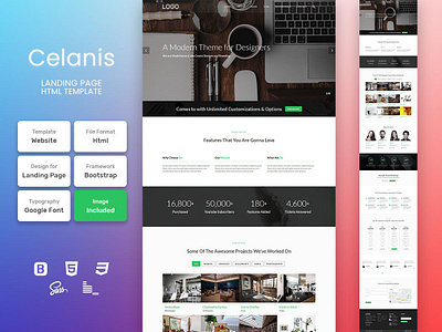 Celanis Landing Page HTML Web Template V1.0 bem blog business homepage html personal portfolio sass shop store web website