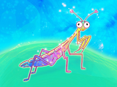 Glowing Mantis colorful glowing illustration photoshop