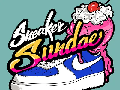 Sneaker Sundae digital illustration hand lettering art ice cream illustration procreate sneaker art sneakerhead sundae