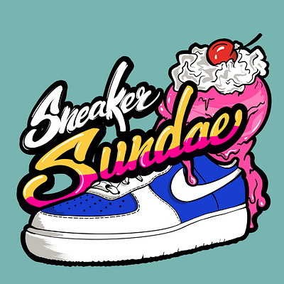 Sneaker Sundae digital illustration hand lettering art ice cream illustration procreate sneaker art sneakerhead sundae