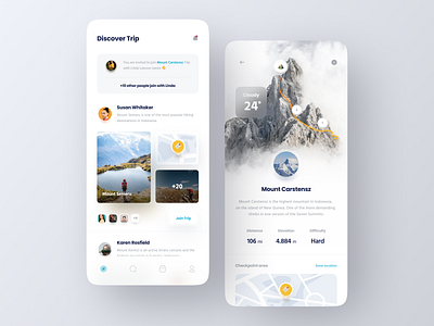 Hiking Trip App concept adventure app clean climb design explore hiking minimal minimalist mobile mountain tracking trip ui ux