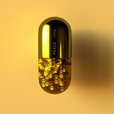 Peace growth medicine capsule cinema4d maxon peace pills redshift yellow