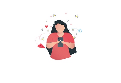 Illustration | Social media | Using phone character design flat design girl girl character girl illustration illustrations illustrator login onboarding sign in sign up social media using phone