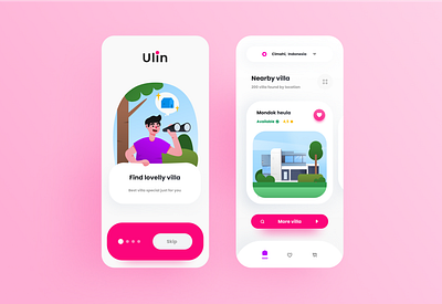 Ulin - Villa rent app android app app application design design app illustration iphone app mobile onboarding rent app ui ux villa