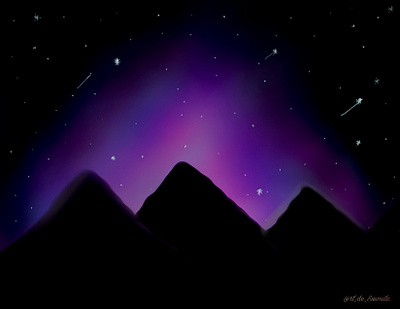 Night sky with lonely hill creativity digitalart drawing illustration