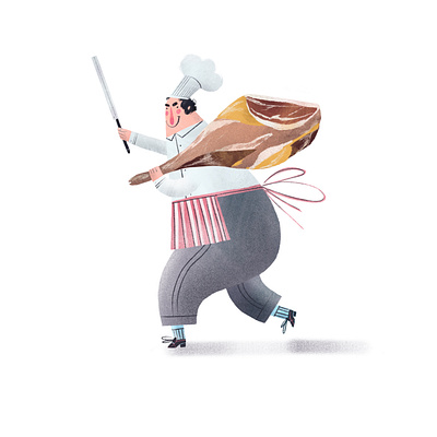 Butcher character character design chef table illustration procreate web