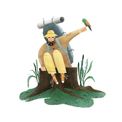 Bird watcher bird watching character character design illustration procreate web