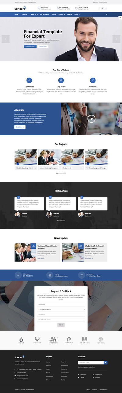 Finance Business HTML Template Sanders agency bootstrap4 business business consultancy clean company consulting services corporate digital finance agency finance business corporate financial investment modern responsive html