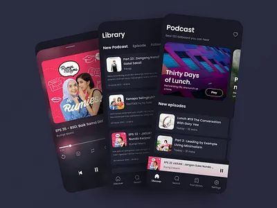 Exploration Podcast Platform - Mobile App android app card clean ios minimal mobile podcast podcasts ui