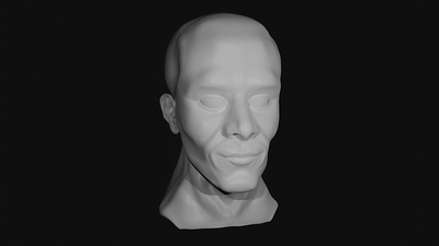 man head in 3D 3d art human head scupture