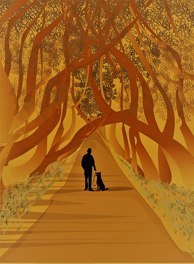 Man and a dog illustration vector