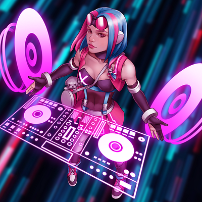 Cyberpunk DJ character design comic comic book cover art cyberpunk design graphic novel illustration