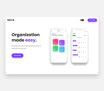 TRCKR app landing page app landingpage mobile app webdesign