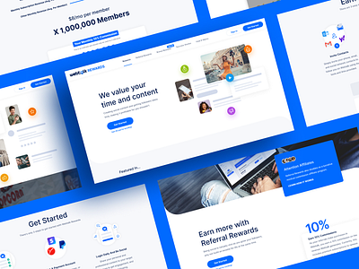 Landing pages for Webtalk Rewards landing pages startup ui web design