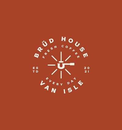 Brüd House Badge artisan branding coffee coffee shop house icon illustration logo portafilter vintage