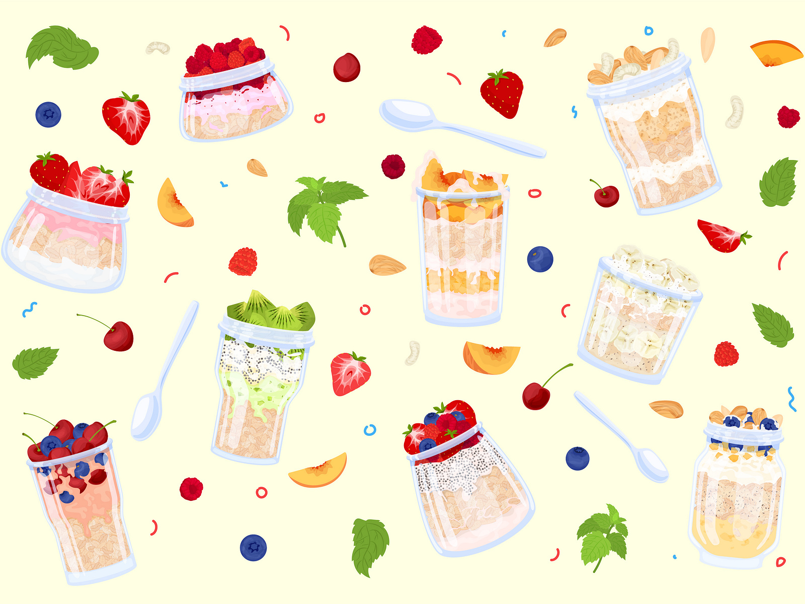 Overnight oats background by Macrovector on Dribbble