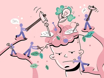 To put words in the mouths of the man abstract art artwork brain character design illustration man opinion people philosophy vector