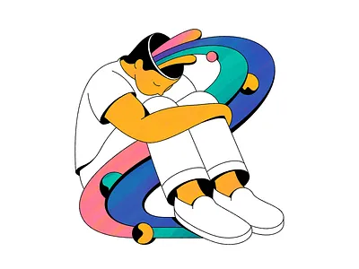 Headspace abstract conscious illustration mindfulness people psychedelic retro shapes space vintage