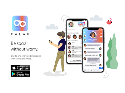 Falar Main Advertisement 02 advertising design app branding graphic design illustration illustrator logo messaging app minimal mockup mockups ui ui mockup uiux