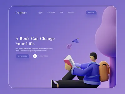 E-book | Landing Page Exploration book ebook education website explore get started hero header home landing page reading study typogaphy ui ui design ux ux design website