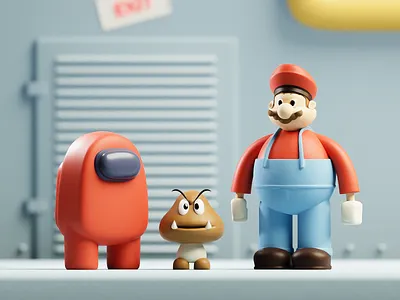 Mario X Amongus 3d amongus blender cartoon character games vintage games