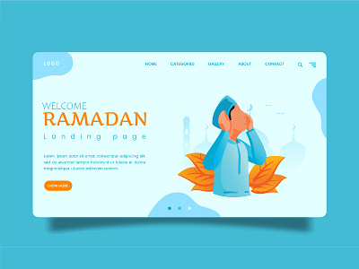 landing page Ramadan allah app art azan background banner blue business cartoon celebration character color computer concept flat god graphic icon illustration internet