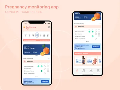 Pregnancy monitoring app concept healthcare home page home page design pregnancy pregnant