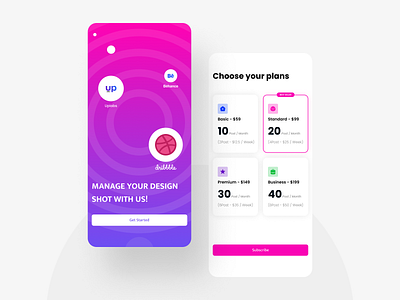 🕹Design Shots App Concept #01 behance card design choose clean creative design dribbble minimal neat page plan plans shot splash screen submit subscribe ui uplabs ux welcome