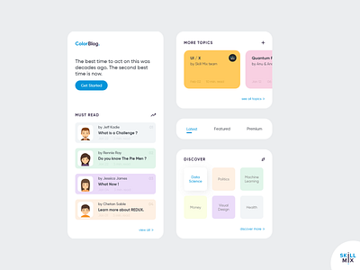 ColorBlog - The Blog App adobe xd app design blog blog post clean ui colors discover dribbble explore feed light minimal mobile app design mobile ui newsfeed pastel colors post skill mix ui design uiux