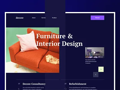 decore || Furniture & Interior Design branding creative ui dailyui decore design furniture graphic design home screen homepage interior design landingpage popular design popular short 2020 popular shot ui web design webdesign
