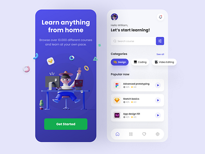Online Learning App app course course app courses elearning learn learn app learning learning app mobile mobile app online learning school ui uidesign uiux ux uxdesign